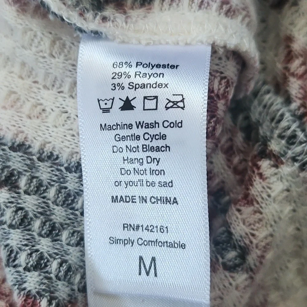LuLaRoe Kristen Maroon, Pink, and Black Print Cowl Neck Blouse